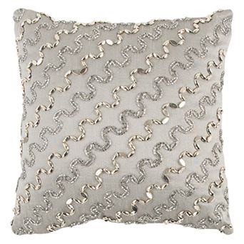 Rizzy Home Wavy Beaded Stripe Throw Pillow