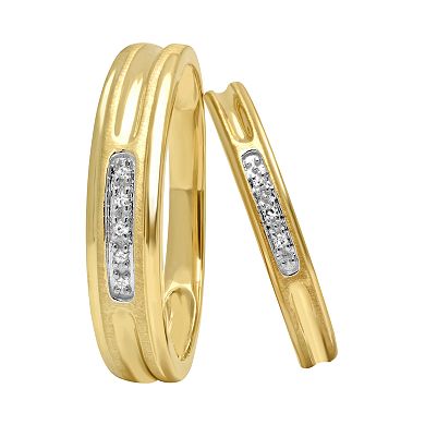 10K Gold Two-Tone Diamond Accent Duo Ring Set