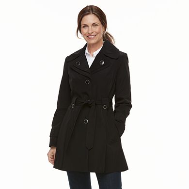 Women's TOWER by London Fog Hooded Double-Layer Lapel Raincoat