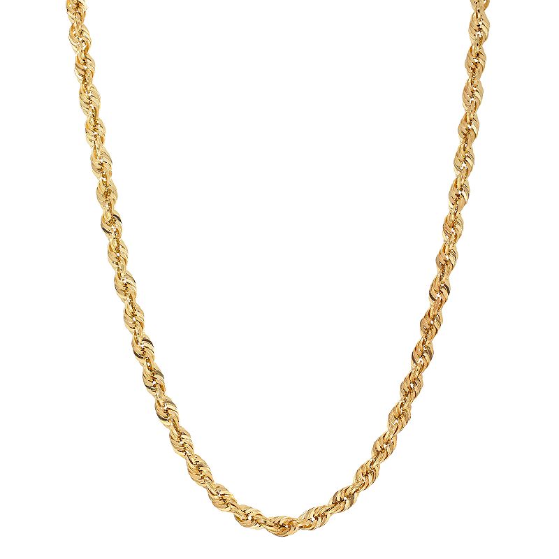 Everlasting Gold 14k Gold Glitter Rope Chain Necklace - 24 in., Womens, S
