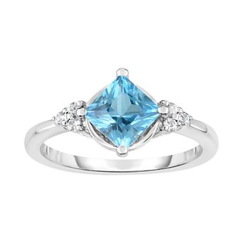 Oro Leoni Sterling Silver Blue & White Topaz Ring