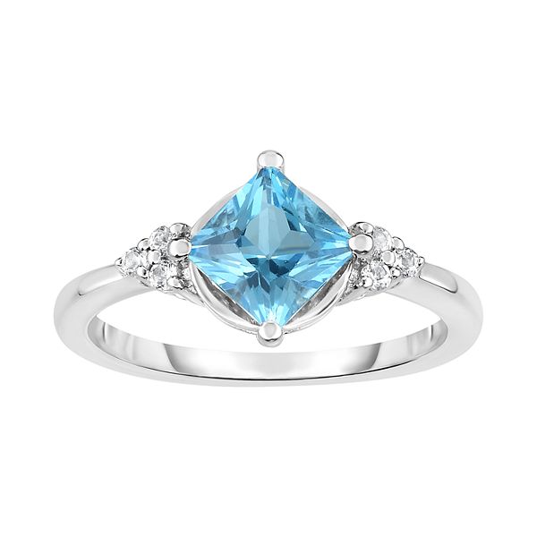 Sterling Silver Blue & White Topaz Ring