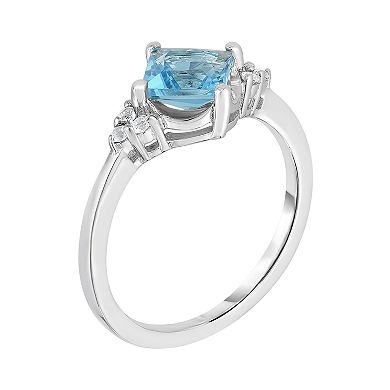 Sterling Silver Blue & White Topaz Ring