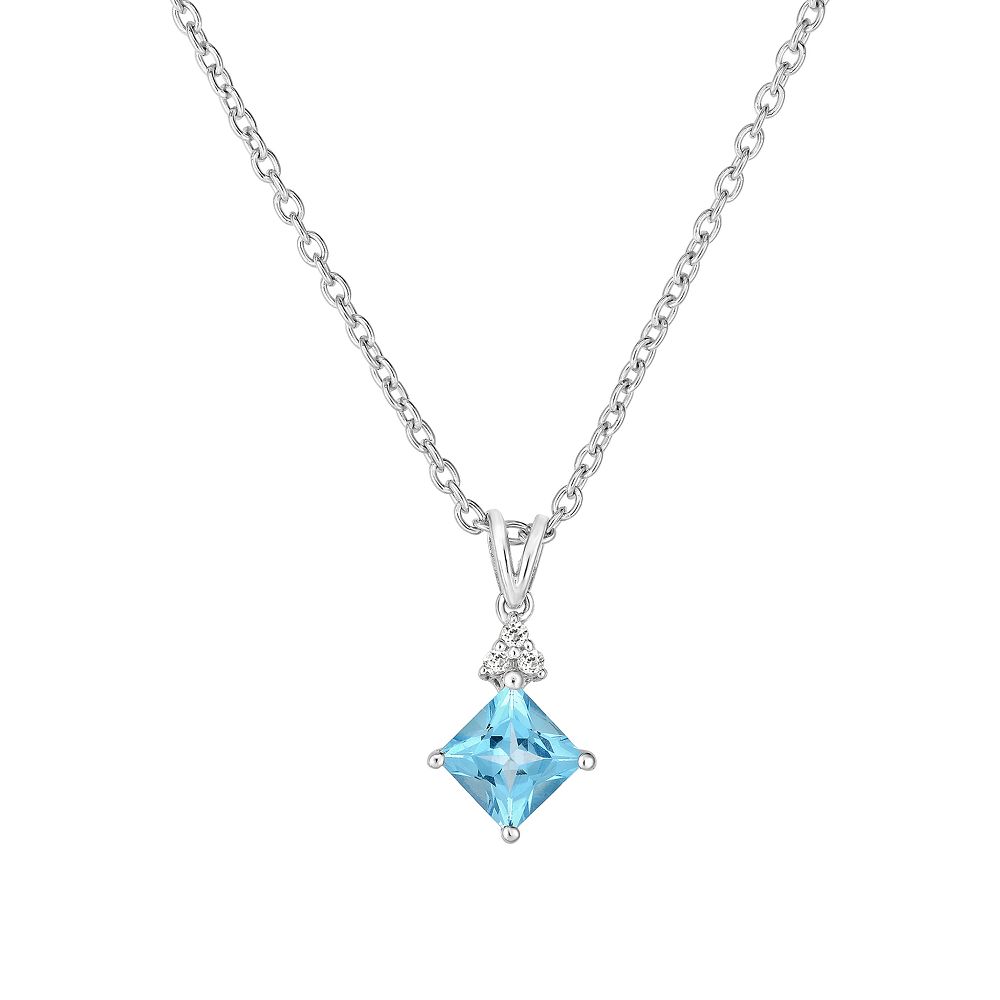 Oro Leoni Sterling Silver Blue & White Topaz Pendant Necklace