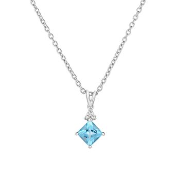 Oro Leoni Sterling Silver Blue & White Topaz Pendant Necklace