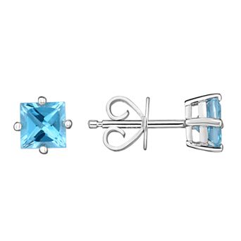 Oro Leoni Sterling Silver Blue Topaz Stud Earrings