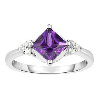 Oro Leoni Sterling Silver Amethyst & White Topaz Ring