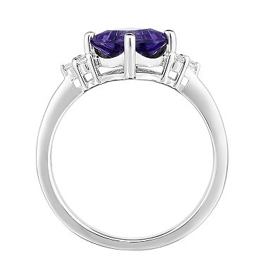 Sterling Silver Amethyst & White Topaz Ring