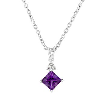 Oro Leoni Sterling Silver Amethyst & White Topaz Pendant Necklace