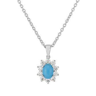Sterling Silver Reconstituted Turquoise Cubic Zirconia Pendant Necklace