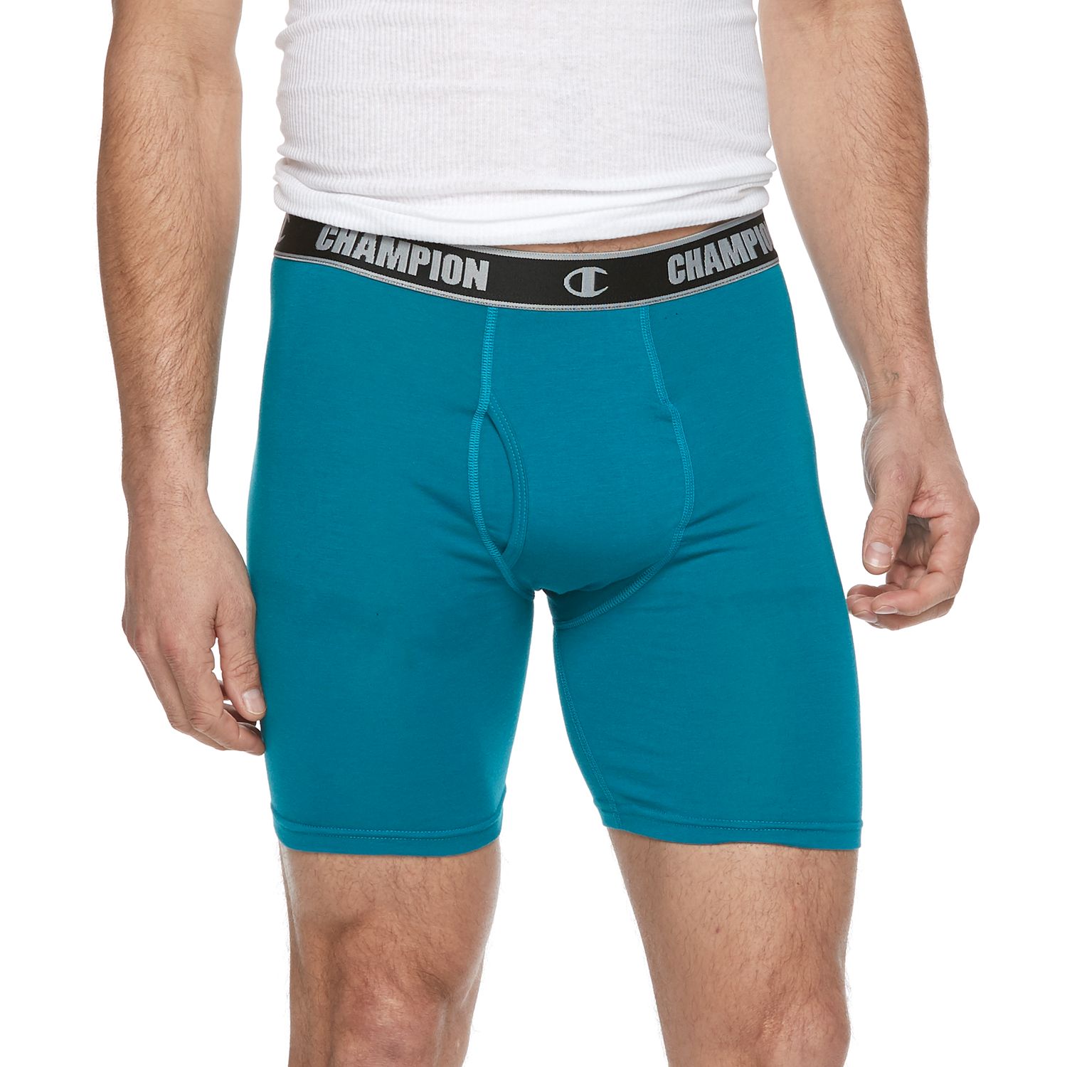 champion men's tech performance long leg boxer brief