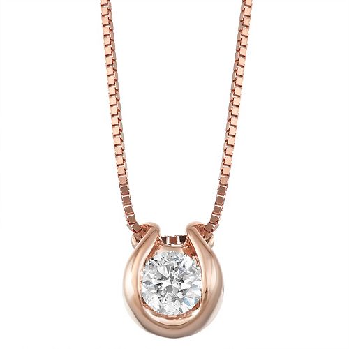 Sirena Collection 14k Rose Gold Diamond Accent Horseshoe Pendant Necklace