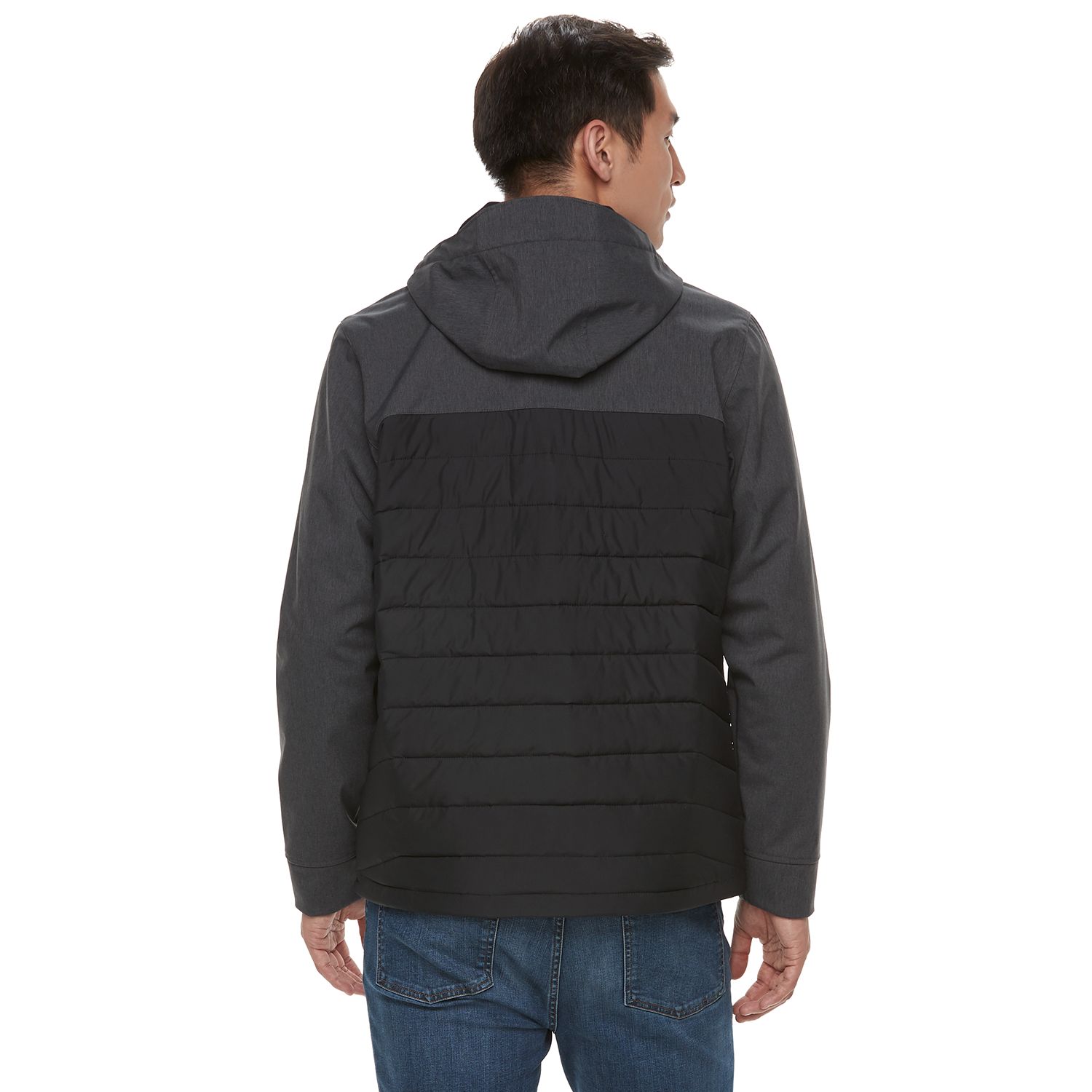 men's columbia oyanta trail thermal coil colorblock hooded hybrid jacket