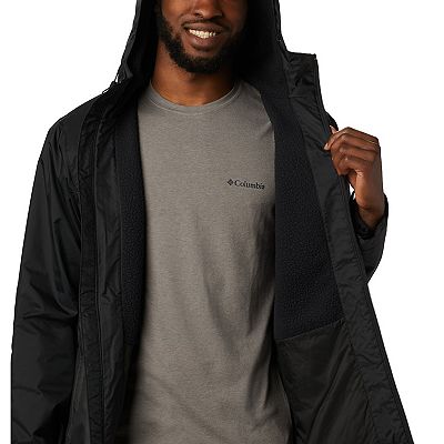 Men s Columbia Weather Drain Hooded Sherpa Lined Rain Jacket