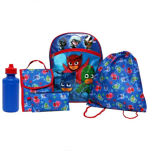 Kids PJ Masks Backpack, Lunch Tote, Cinch Bag, Gadget Case & Water Bottle Set
