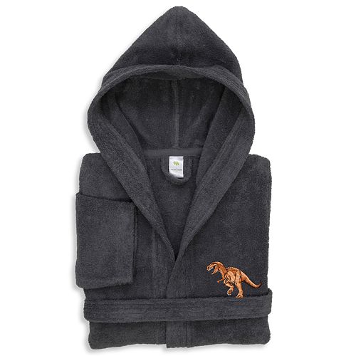 Linum Home Textiles Kids Dino Turkish Cotton Hooded Terry Bathrobe