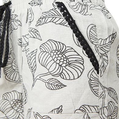 Juniors' WallFlower High-Waisted Printed Paper Bag Shorts