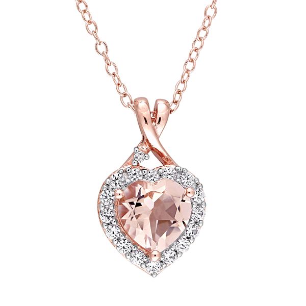 Stella Grace Rose Gold Tone Sterling Silver Morganite & Diamond Accent ...