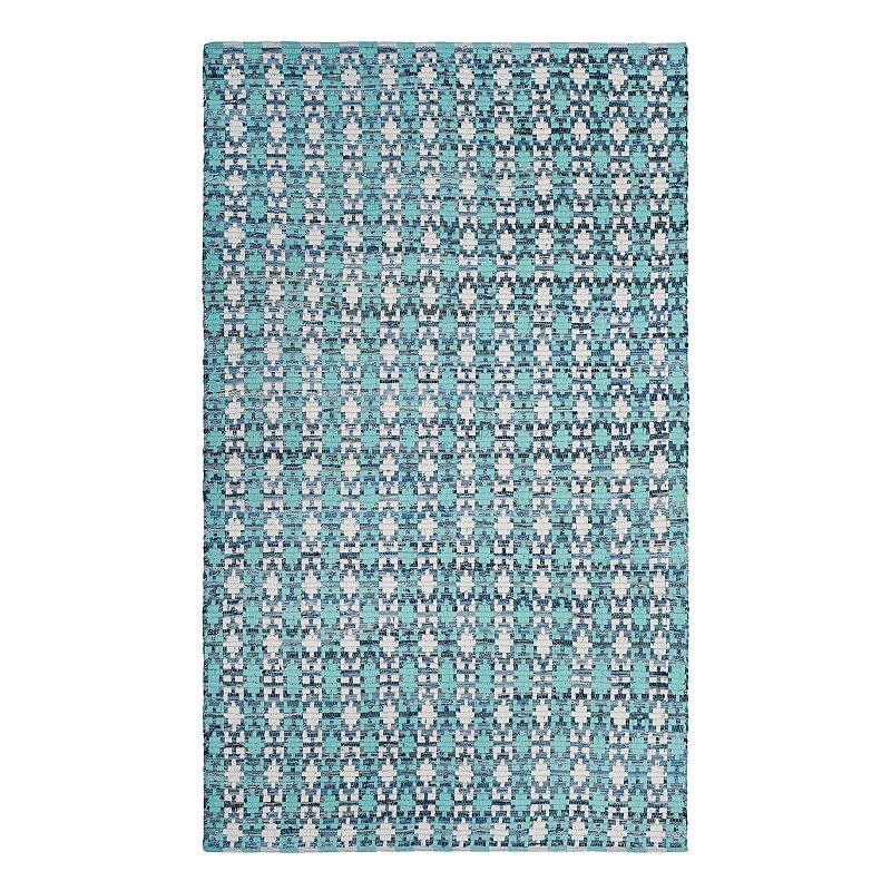 Safavieh Montauk Kingston Geometric Striped Rug, Turquoise/Blue, 6FT Sq
