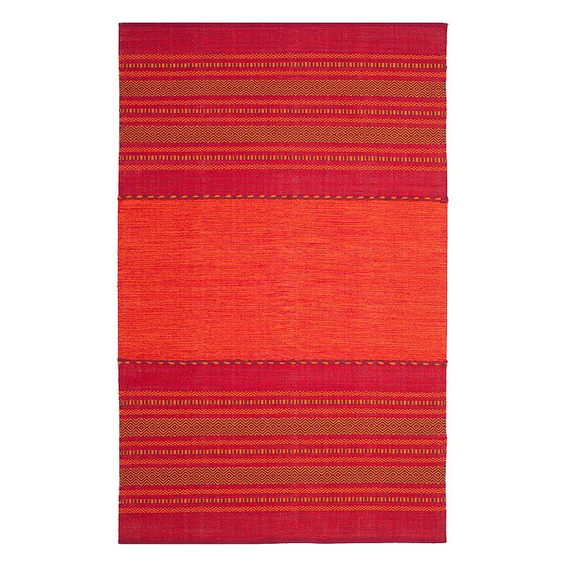 SAFAVIEH Montauk Ben Striped Soft Braided Cotton Area Rug  Orange/Red  5  x 8