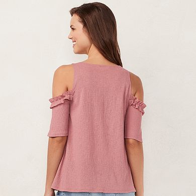 Women's LC Lauren Conrad Ruffle Cold-Shoulder Top