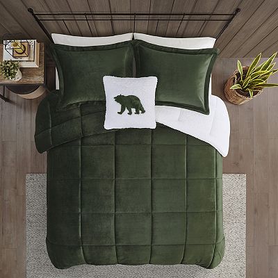 Alton plush to sherpa comforter set woolrich online