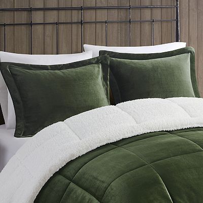 Woolrich alton plush to sherpa fleece comforter set sale