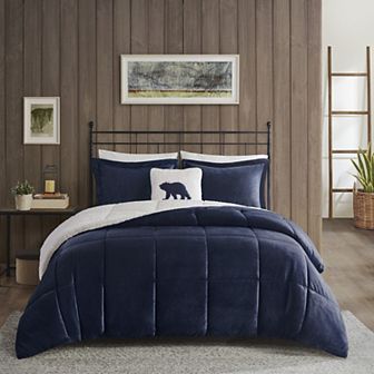 Woolrich Alton Plush to Sherpa Fleece Down Alternative Comforter Set with Throw Pillow