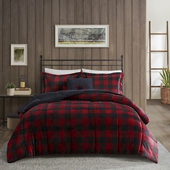 Woolrich Alton Plush to Sherpa Fleece Down Alternative Comforter Set with Throw Pillow