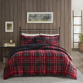 Woolrich Alton Plush to Sherpa Fleece Down Alternative Comforter Set with Throw Pillow