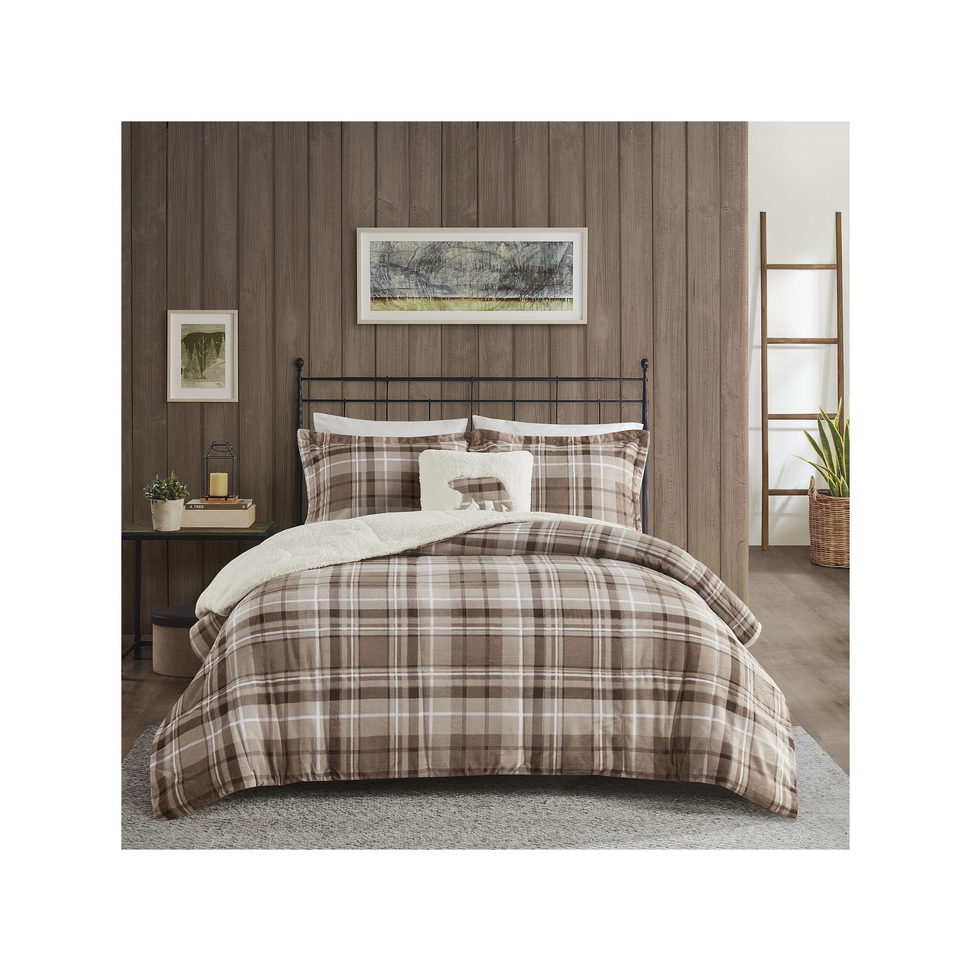 Woolrich Alton Plush to Sherpa Fleece Down Alternative Comforter Set with T
