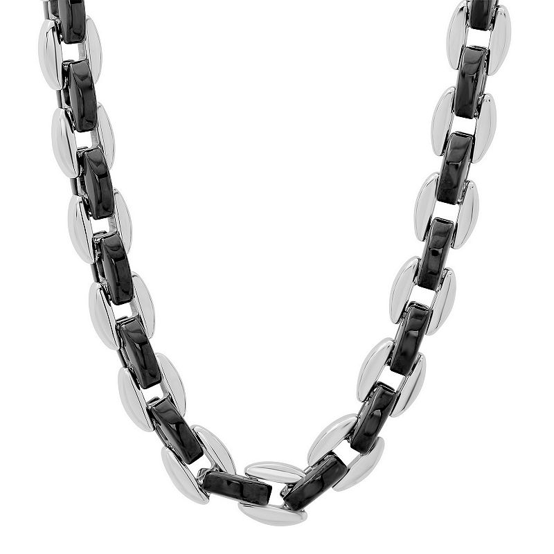 17551436 Mens Two Tone Stainless Steel Oval Chain Necklace  sku 17551436