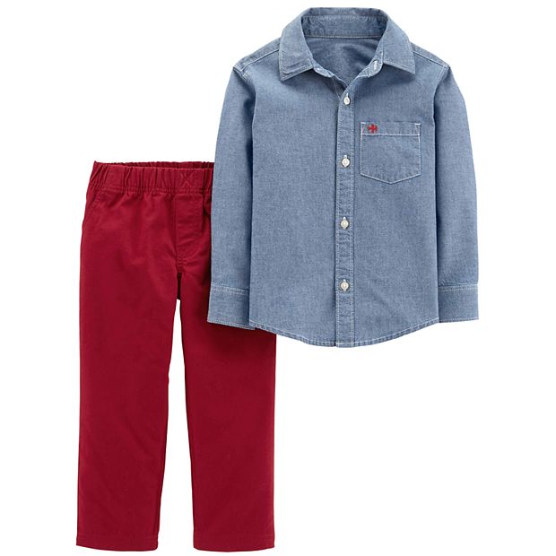 Toddler Boy Carter's Chambray Shirt & Pants Set