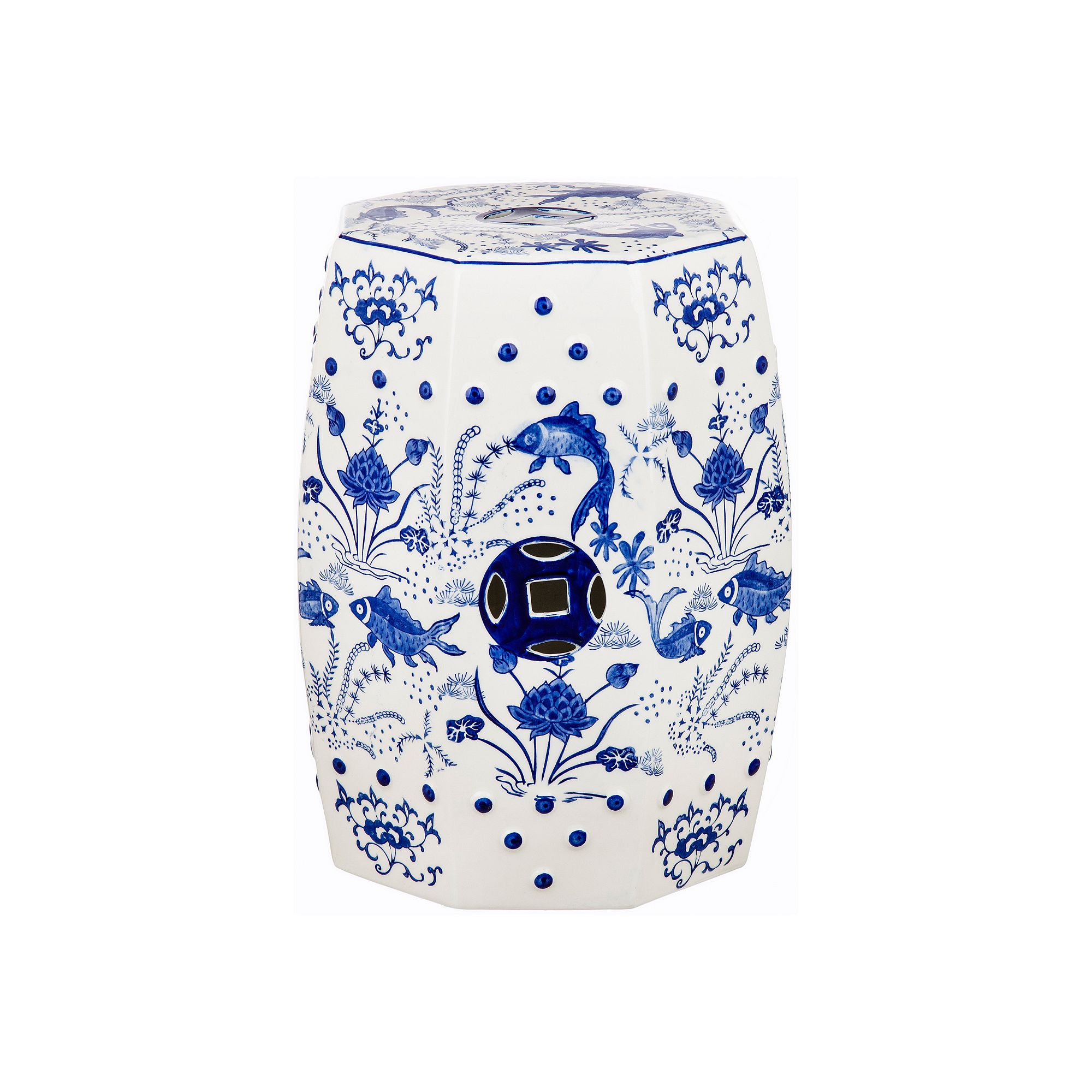 Safavieh Lotus Chinoiserie Pattern Indoor / Outdoor Stool, Blue