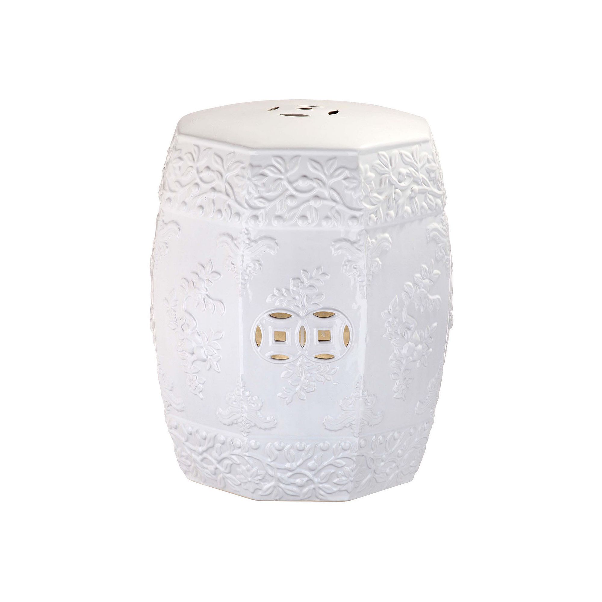 Safavieh Embellished Floral Indoor / Outdoor Stool, White