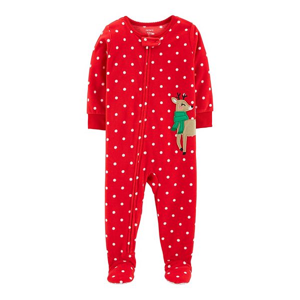 Toddler Girl Reindeer Polka Dot Fleece Pajamas