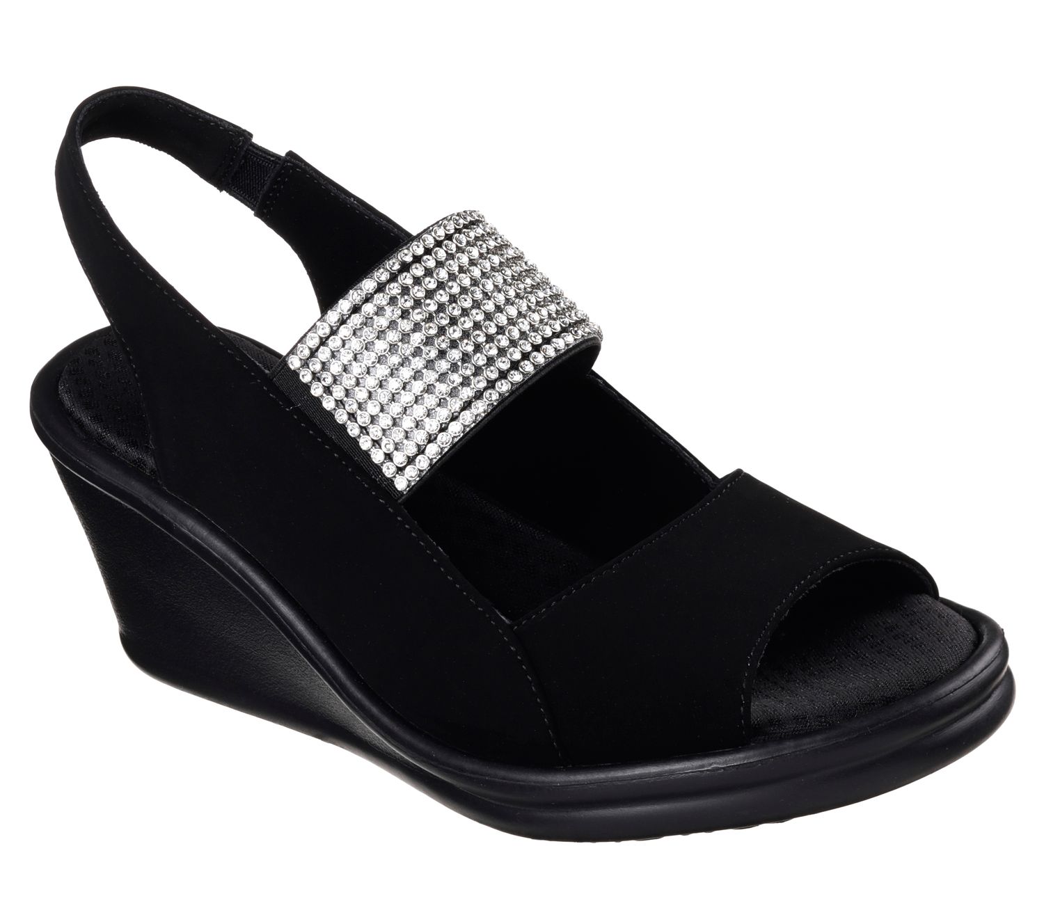 skechers cali women's rumblers sparkle on wedge sandal