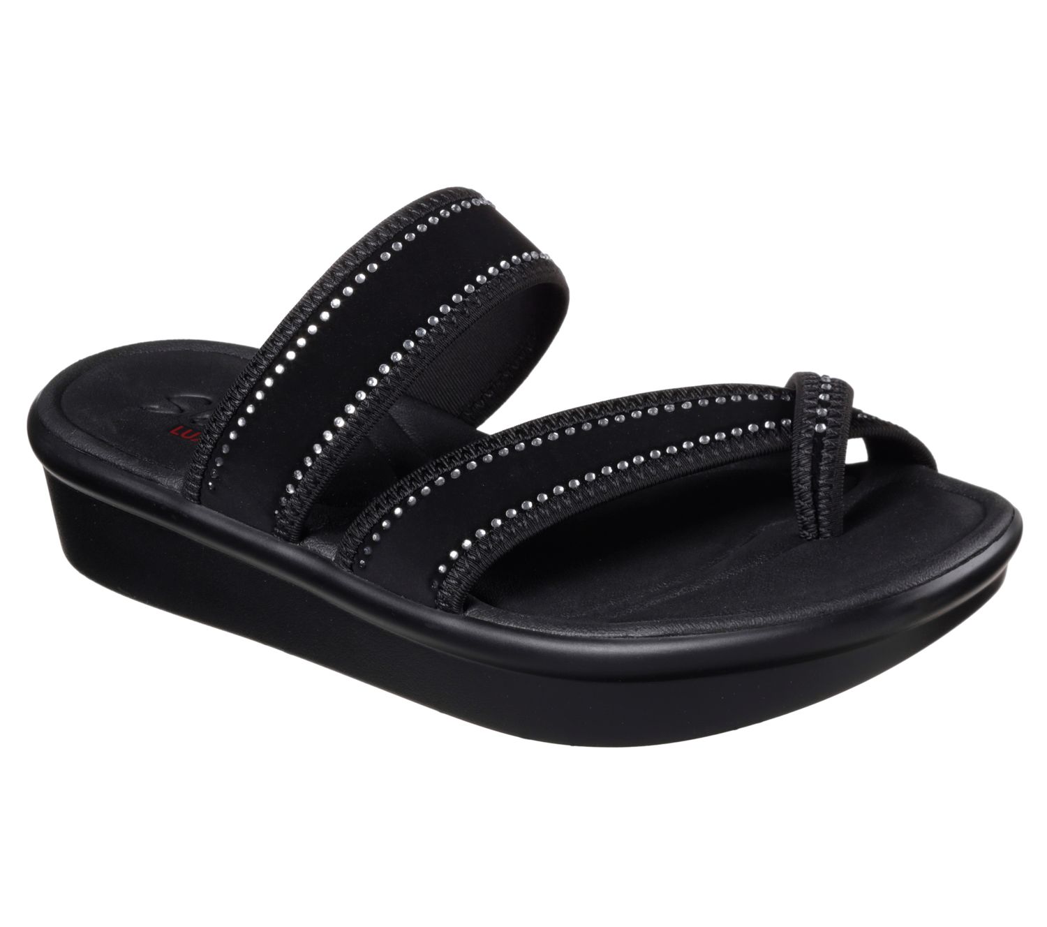 skechers luxe foam sandals black