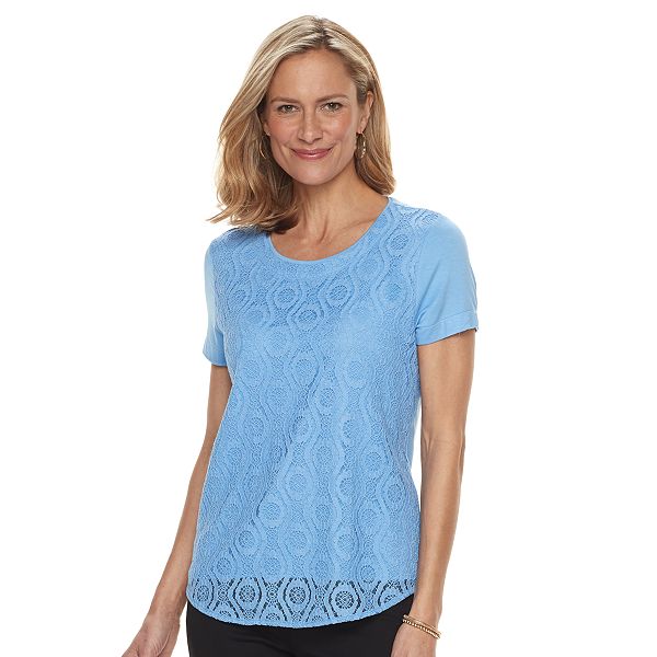 Women's Croft & Barrow® Lace-Front Tee