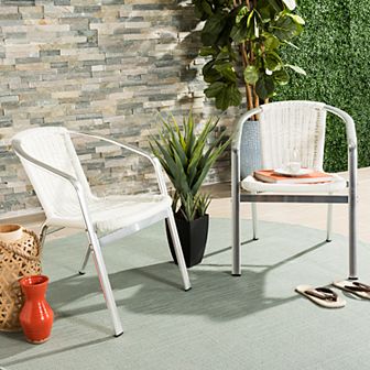 Safavieh Indoor / Outdoor Stacking Metal & Wicker Arm Chair 2 pc Set