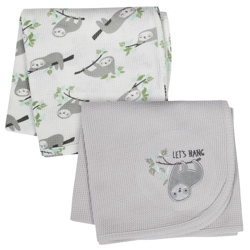 Just Born 2-pack Thermal Sloth Print Blankets, Multicolor