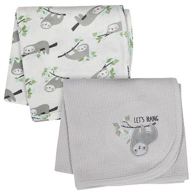 Just Born 2-pack Thermal Sloth Print Blankets