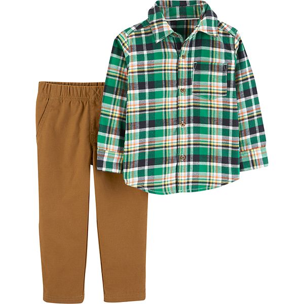 Baby Boy Carter's Plaid Button Down Shirt & Khaki Pants Set