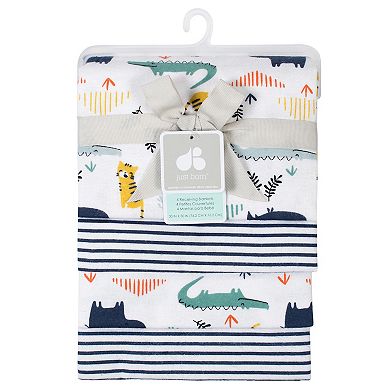 Just Born 4-pack Flannel Whale Swaddle Blankets