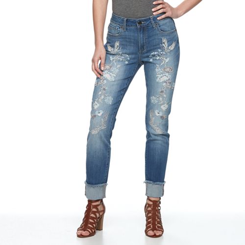 Women's Seven7 Embroidered Slim Straight-Leg Jeans