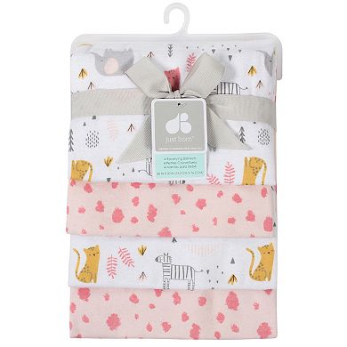 Just Born 4-pack Flannel Heart Swaddle Blankets