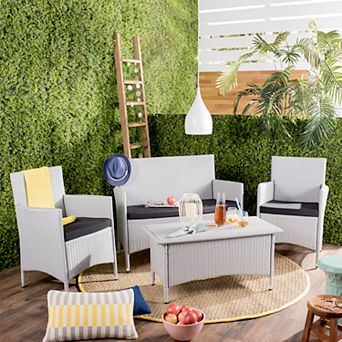 Safavieh Indoor / Outdoor Wicker Chair, Loveseat & Coffee Table 4 pc Set