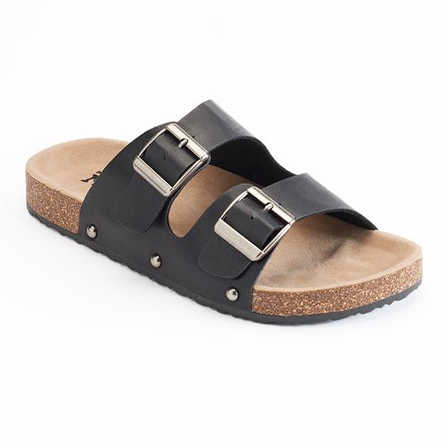 women's double buckle slide sandals