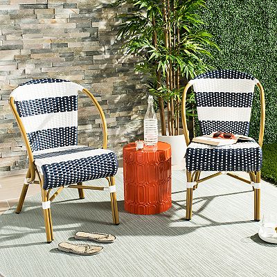 Safavieh Indoor Outdoor Striped Stacking Bistro Chair 2-piece Set