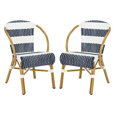 Safavieh Indoor / Outdoor Striped Stacking Bistro Chair 2-piece Set
